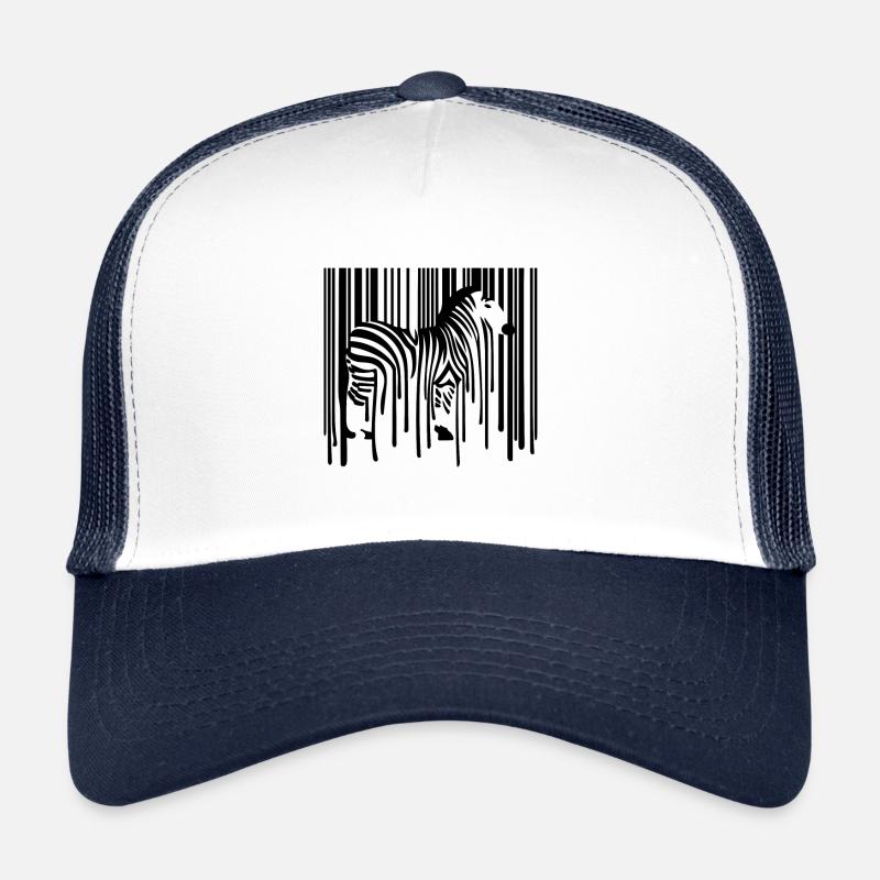ZEBRA Barcode Drippy Graffiti Street Art - Casquette trucker  - blanc/marine