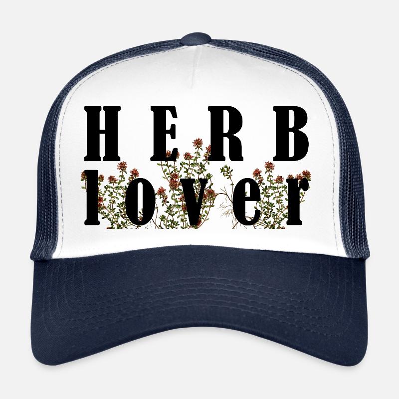 Herbes - Épices - Herblover - Noir - Casquette trucker  - blanc/marine