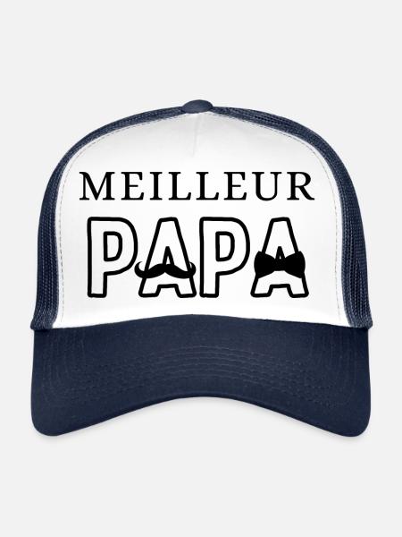 meilleur papa - Casquette trucker  - blanc/marine - Devant