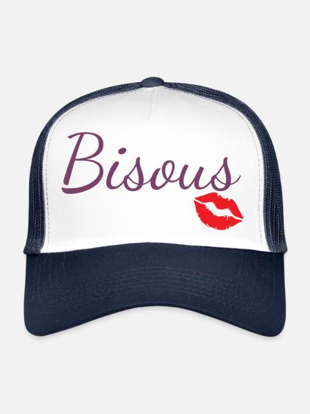 Bisous - Casquette trucker  - blanc/marine - Devant