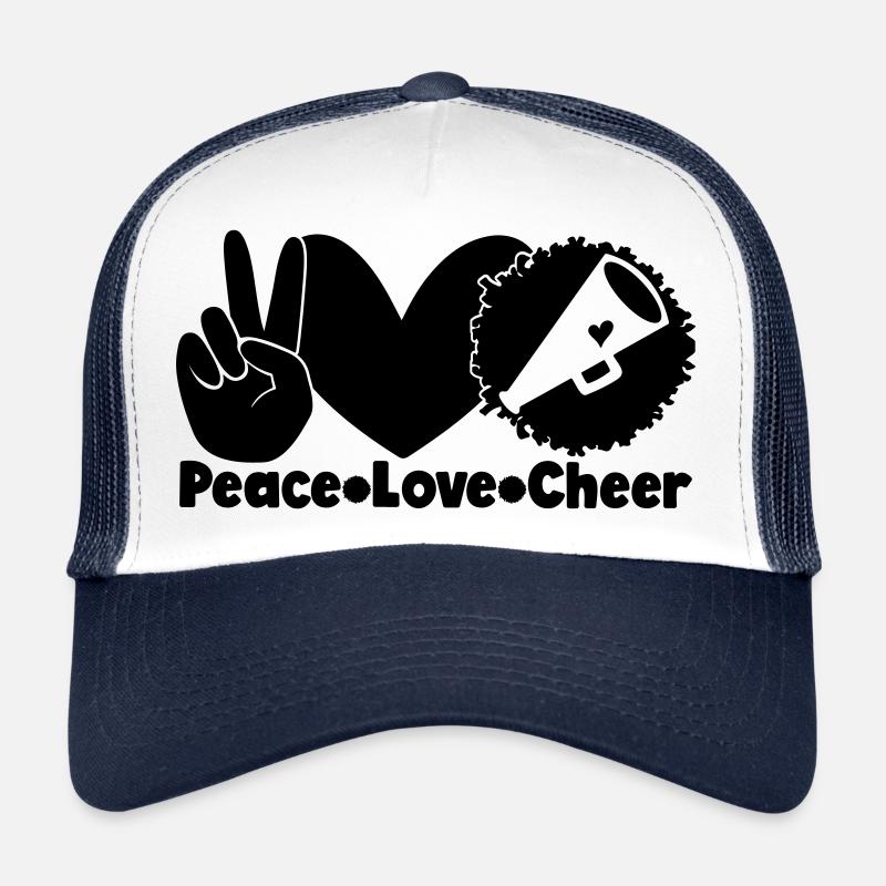 Peace Love Cheer - Trucker Cap - Weiß/Navy