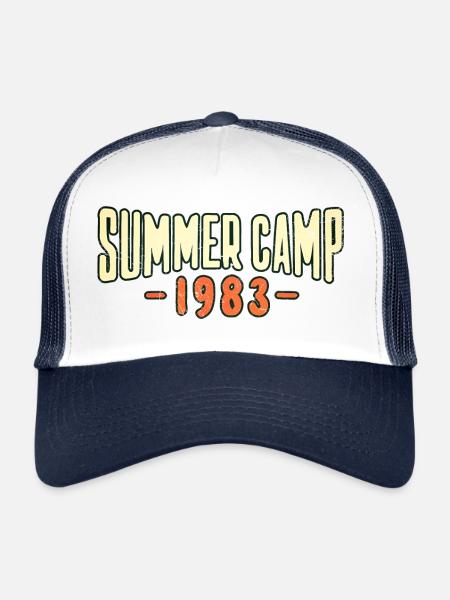 « Summer Camp 1983 » texte, logo, vintage rétro - Casquette trucker  - blanc/marine - Devant