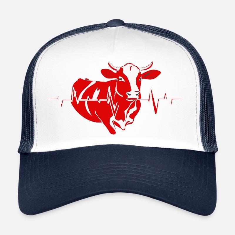 Rote Kuh mit Herzschlaglinie Trucker Cap