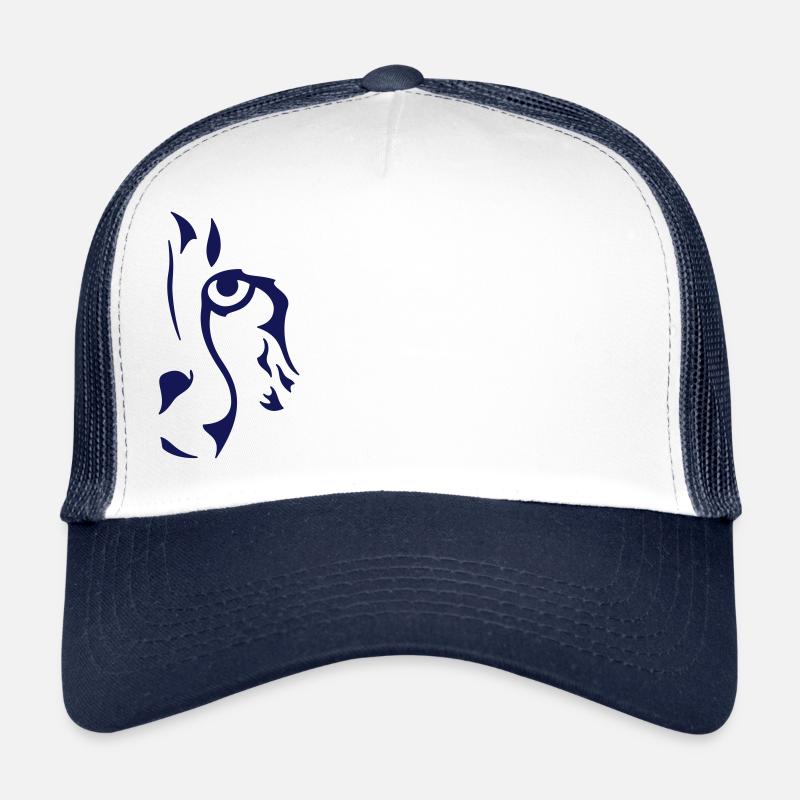 Guépard monochrome (œil gauche) - Casquette trucker  - blanc/marine