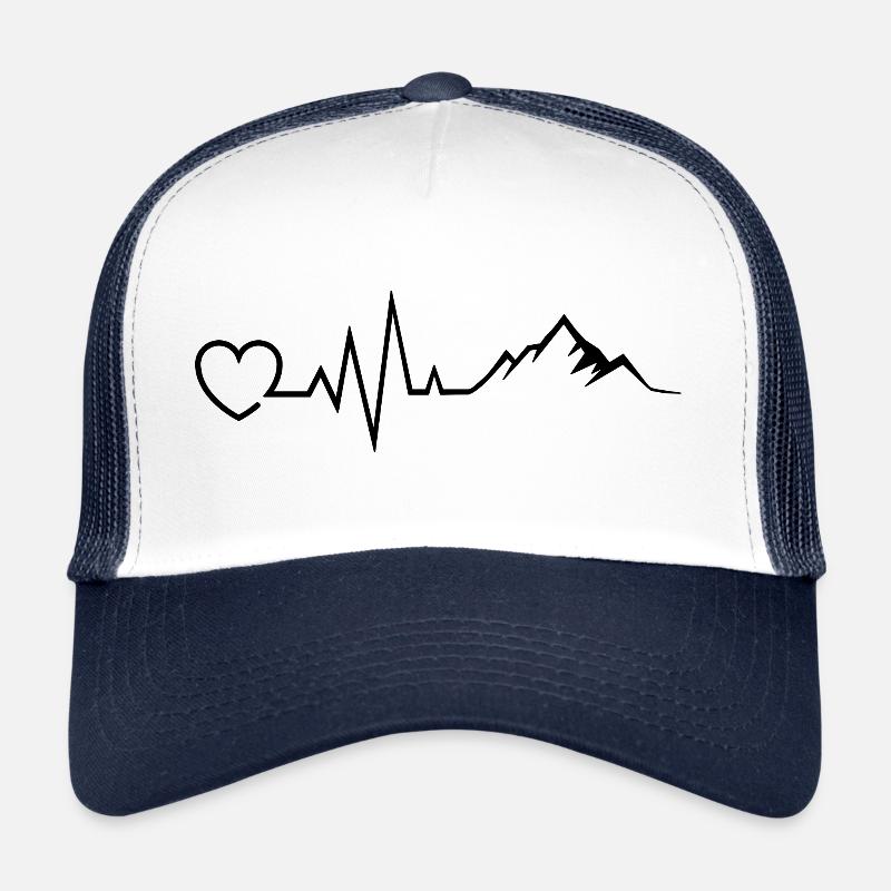 Herzlinien Motiv mit Berge und Herz Geschenk - Trucker Cap - Weiß/Navy