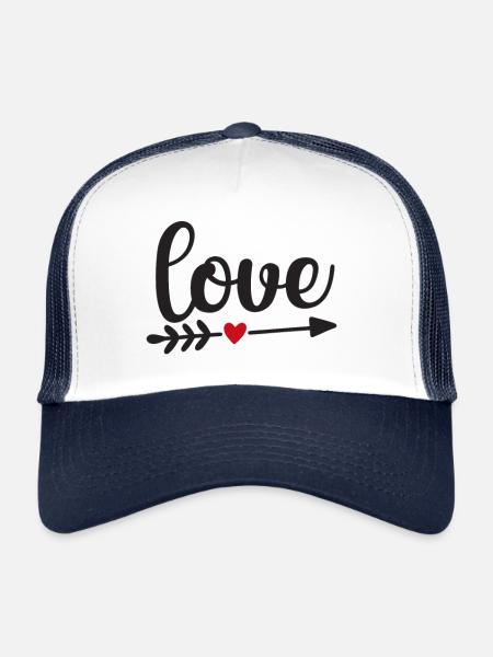 Love with arrow and red heart - Trucker Cap - white/navy - Front