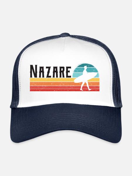 Nazare Portugal Surfer Rétro Vintage - Casquette trucker  - blanc/marine - Devant