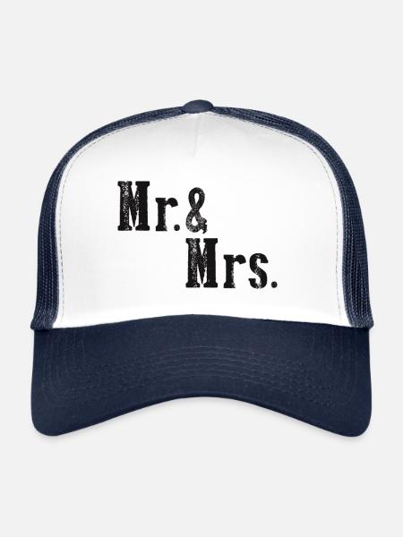 Mr. & Mrs. Wedding Marriage Lovers - Trucker Cap - white/navy - Front
