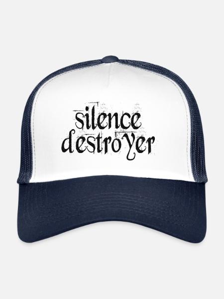 Silence Destructeur de silence - Casquette trucker  - blanc/marine - Devant