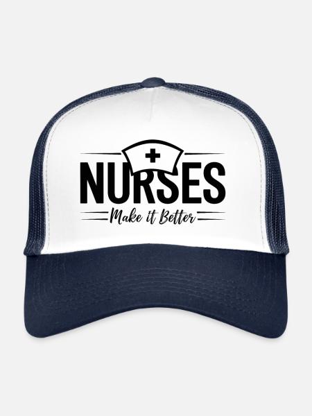 Infirmières, infirmière, assistante médicale, citation - Casquette trucker  - blanc/marine - Devant