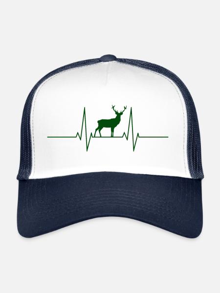Battement de cœur de cerf Fréquence cardiaque Heartline - Casquette trucker  - blanc/marine - Devant