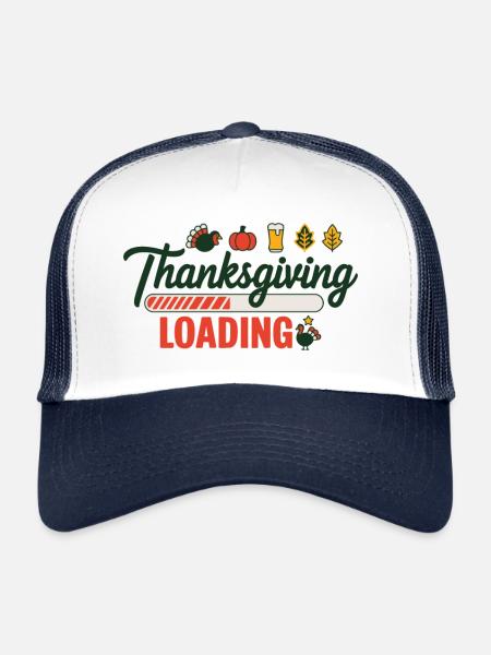 Thanksgiving Chargement Barre de chargement de Thanksgiving - Casquette trucker  - blanc/marine - Devant