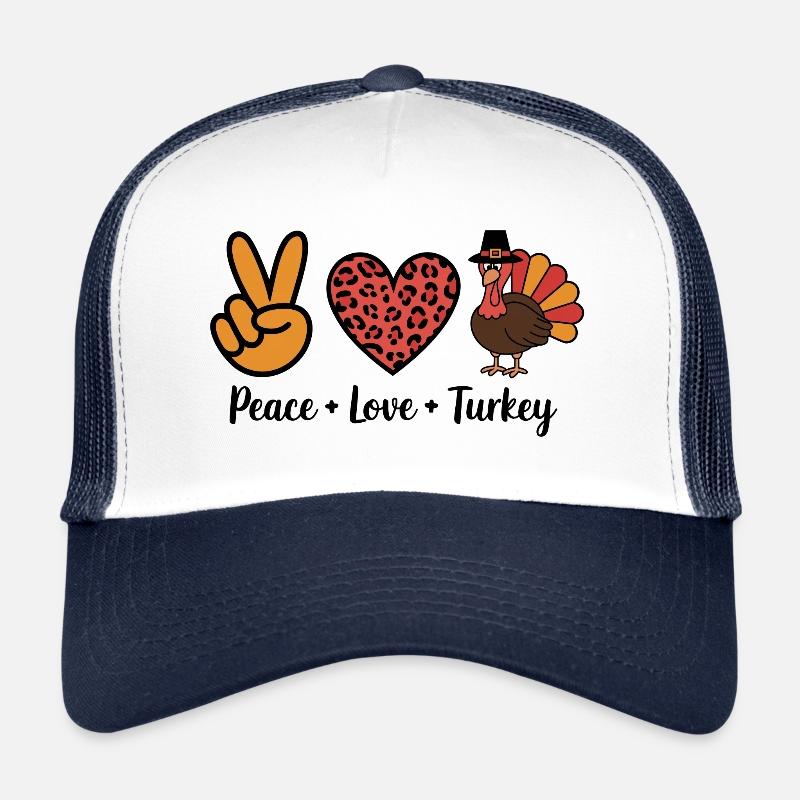 Thanksgiving Peace Love Turkey - Trucker Cap - Weiß/Navy