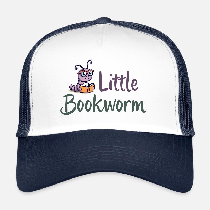 Little Bookworm - Lesewurm Bücherwurm - Trucker Cap - Weiß/Navy