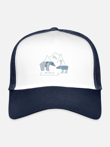 Le meilleur papa ours père fête des pères - Casquette trucker  - blanc/marine - Devant