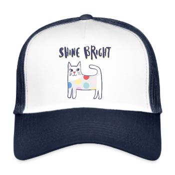 Shine bright boy girl, cute, tea cat, cat - Trucker Cap - white/navy - Front
