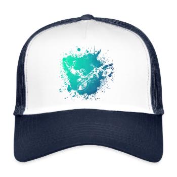 Motocross Cross Hobby Sport Motor Geschenkidee Lov - Trucker Cap - Weiß/Navy - Vorne