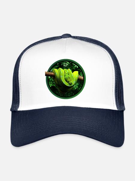 Green Tree Python Reptile Keeper Chondro Fan - Trucker Cap - white/navy - Front