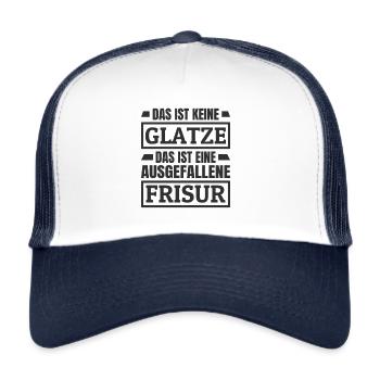 Chauve Porteur chauve Drôle de chauve Proverbes - Casquette trucker  - blanc/marine - Devant