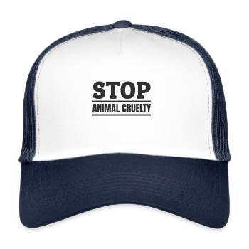 Cruauté envers les animaux: atteinte aux droits des animaux - Casquette trucker  - blanc/marine - Devant