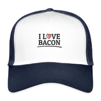 I love Bacon. Bacon lover bacon gift - Trucker Cap - white/navy - Front