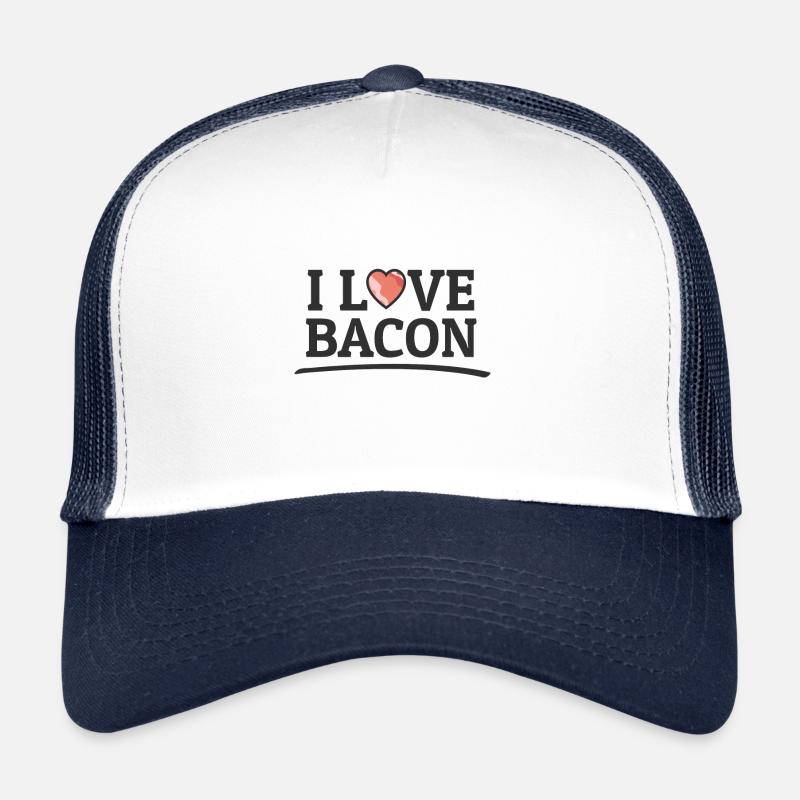 I love Bacon. Bacon lover bacon gift - Trucker Cap - white/navy