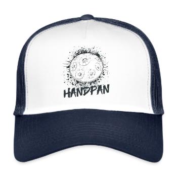 Handpan Hang Music Sound T-Shirt Tee - Trucker Cap - Weiß/Navy - Vorne