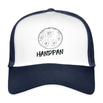 Handpan Hang Music Sound T-Shirt Tee - Trucker Cap - Weiß/Navy - Vorne