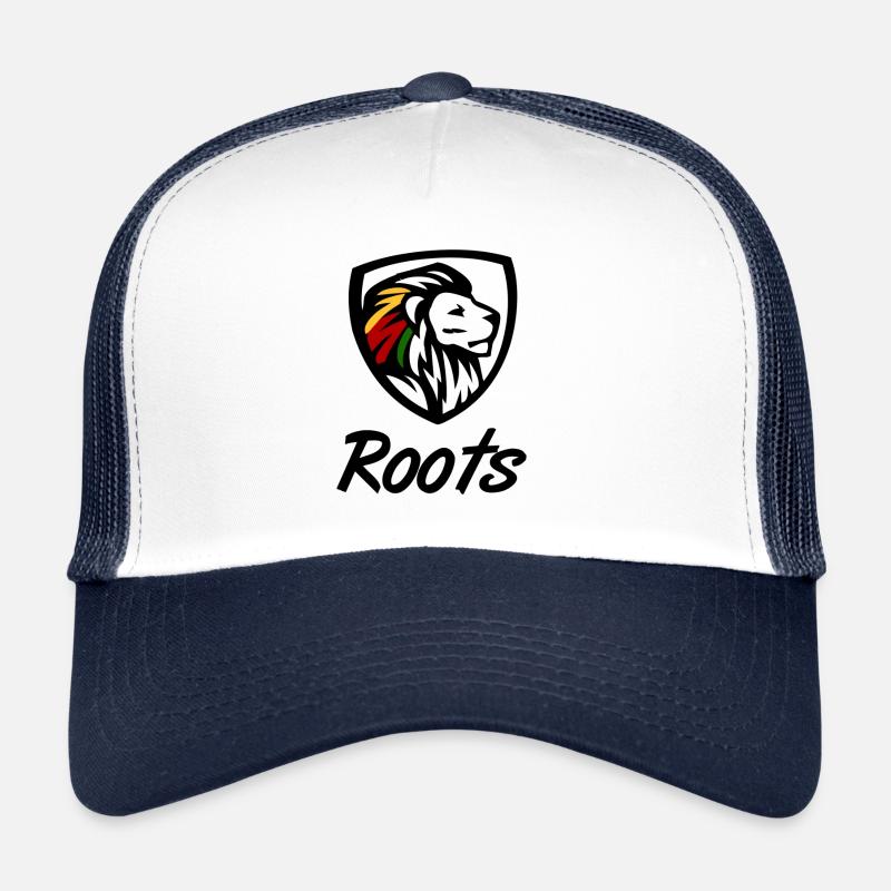 Roots Rasta reggae. Rastafari and the lion - Trucker Cap - white/navy