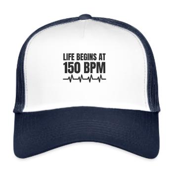 Life begins at 150 Bpm Hardstyle Merchandise - Trucker Cap - white/navy - Front