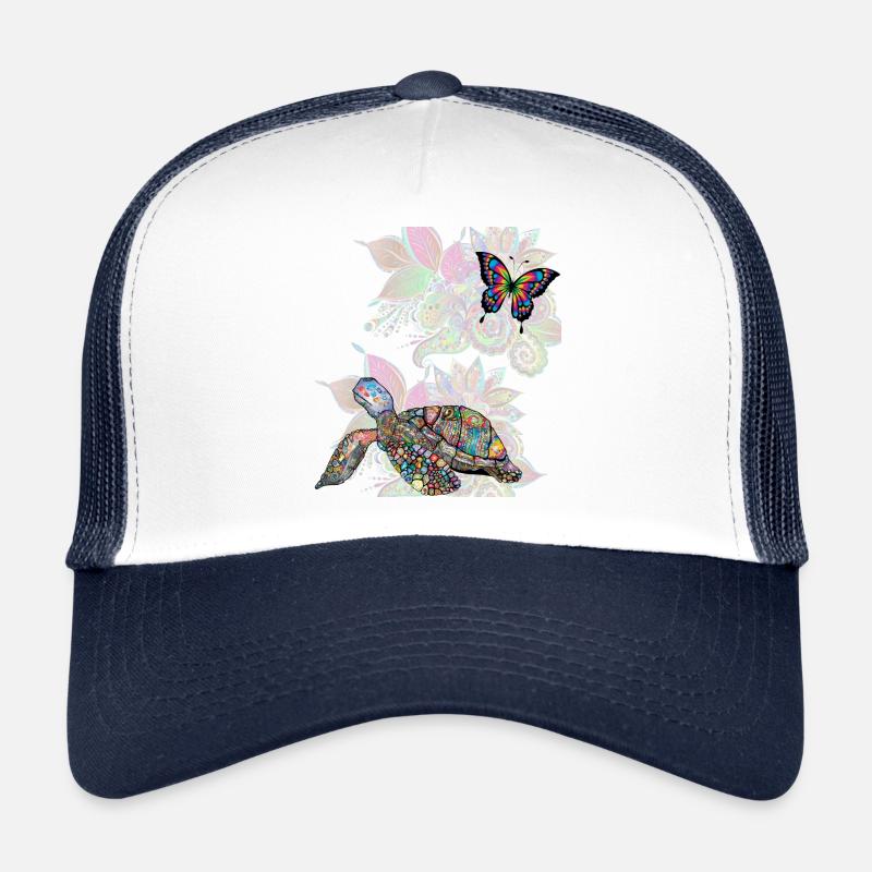 tortue et papillon - Casquette trucker - blanc/marine
