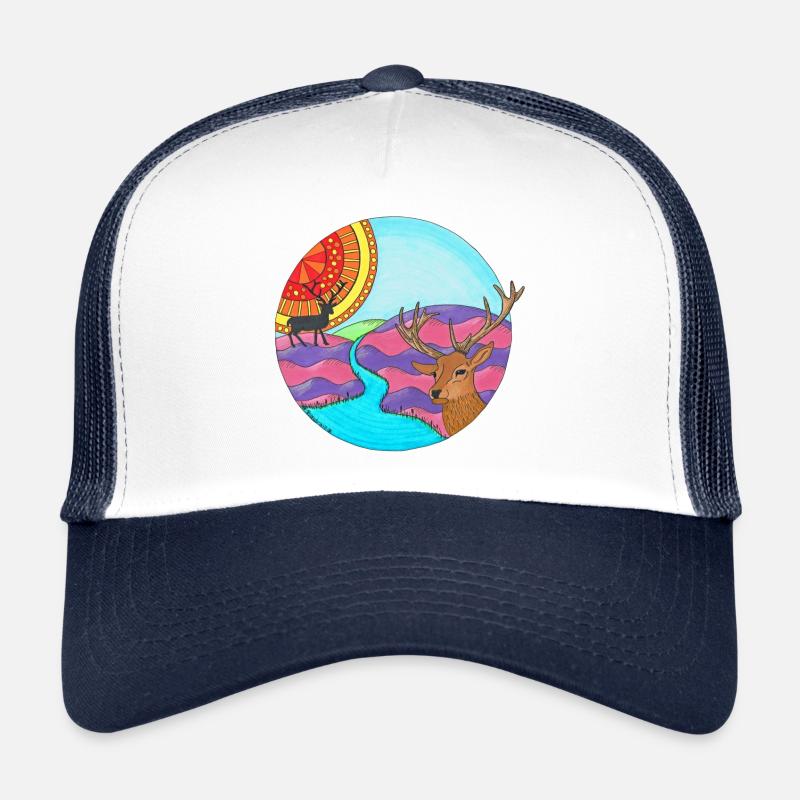 Scottish Stags in Highlands - Trucker Cap - white/navy