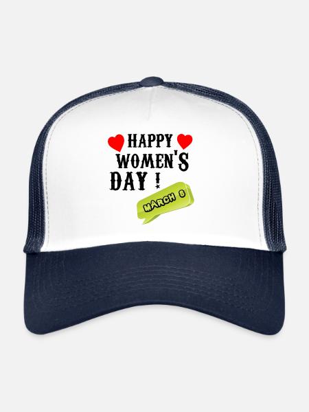 HEUREUX JOURNEE DES FEMMES 8 MARS - Casquette trucker  - blanc/marine - Devant
