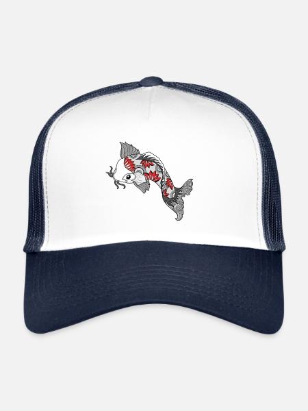 Koi fish - body art design - Trucker Cap - white/navy - Front