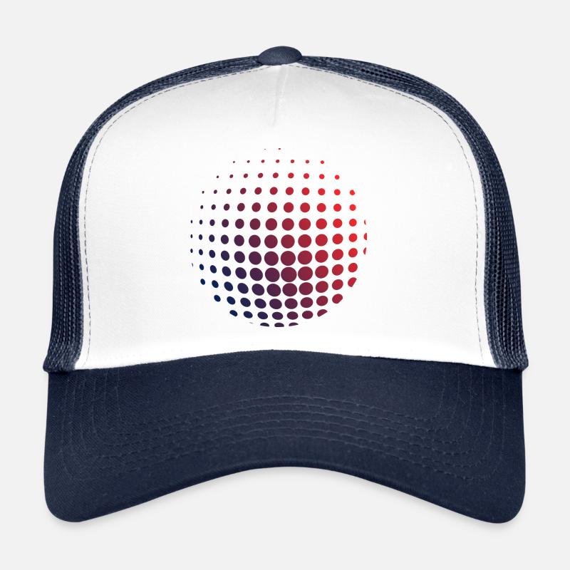 Logo globe coloré: Cercles dans l’optique de la boule, bleu-rouge Casquette trucker 