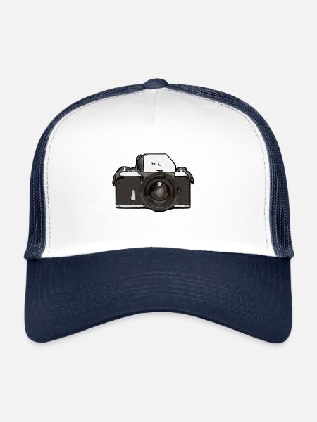 Appareil photo Photographie Appareil photo - Casquette trucker  - blanc/marine - Devant