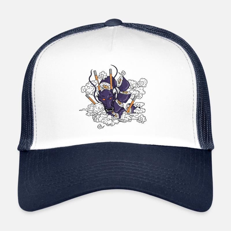 Conception de dragon de sushi - Casquette trucker  - blanc/marine