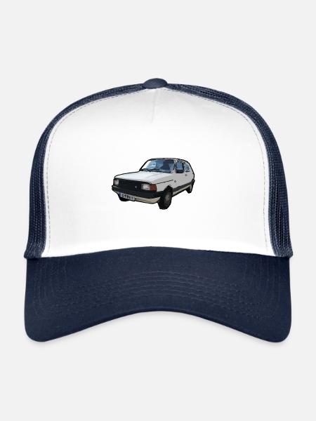 Voiture auto véhicule - Casquette trucker  - blanc/marine - Devant