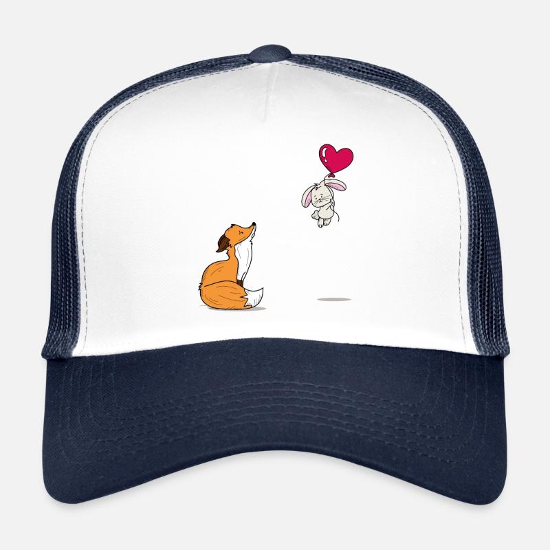 Süßes Fuchs und Hase Design - Trucker Cap - Weiß/Navy