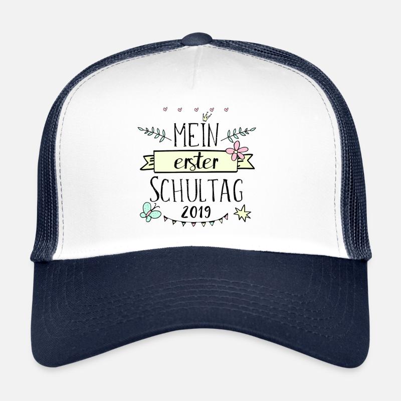Schulkind, Schulanfang, Erste Klasse, Einschulung - Trucker Cap - Weiß/Navy