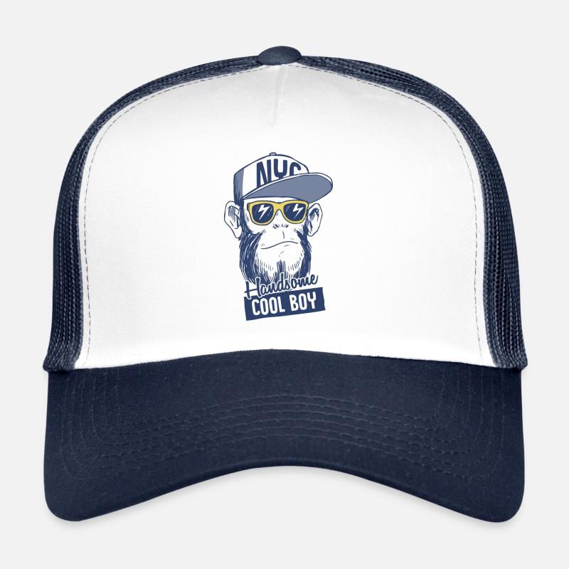 affe, cool boy - Trucker Cap - Weiß/Navy