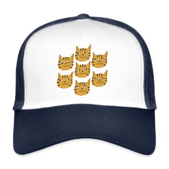 crasy cat crazy cats leopard animal cat shirt - Trucker Cap - white/navy - Front