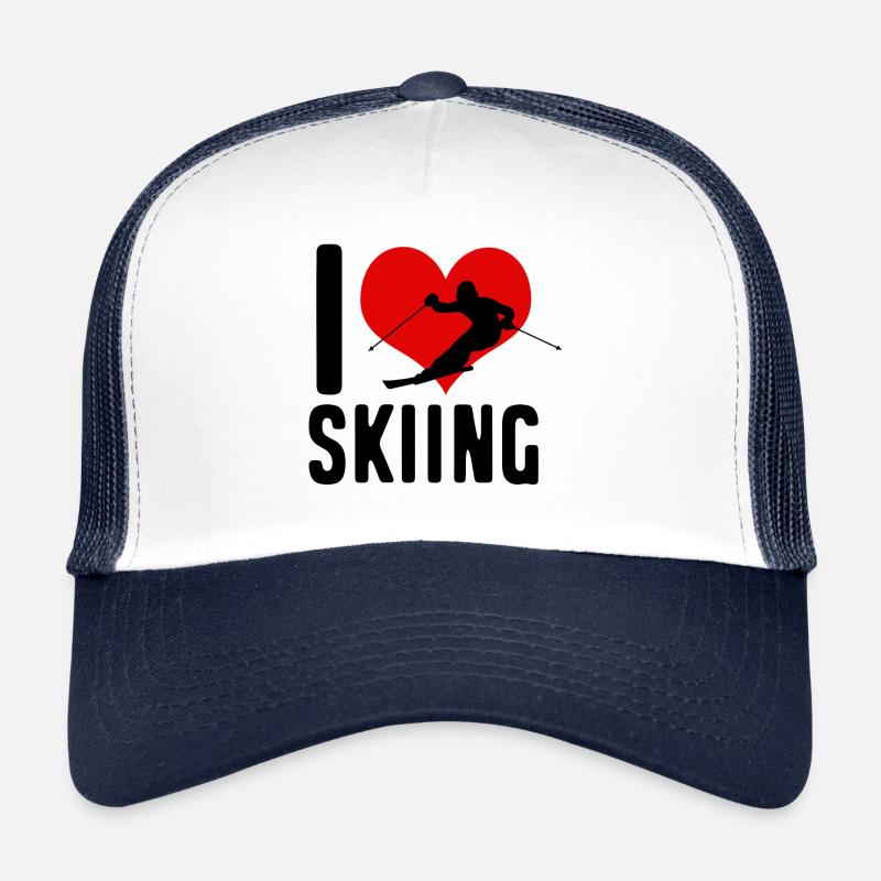 Ski ski cher noir - Casquette trucker  - blanc/marine