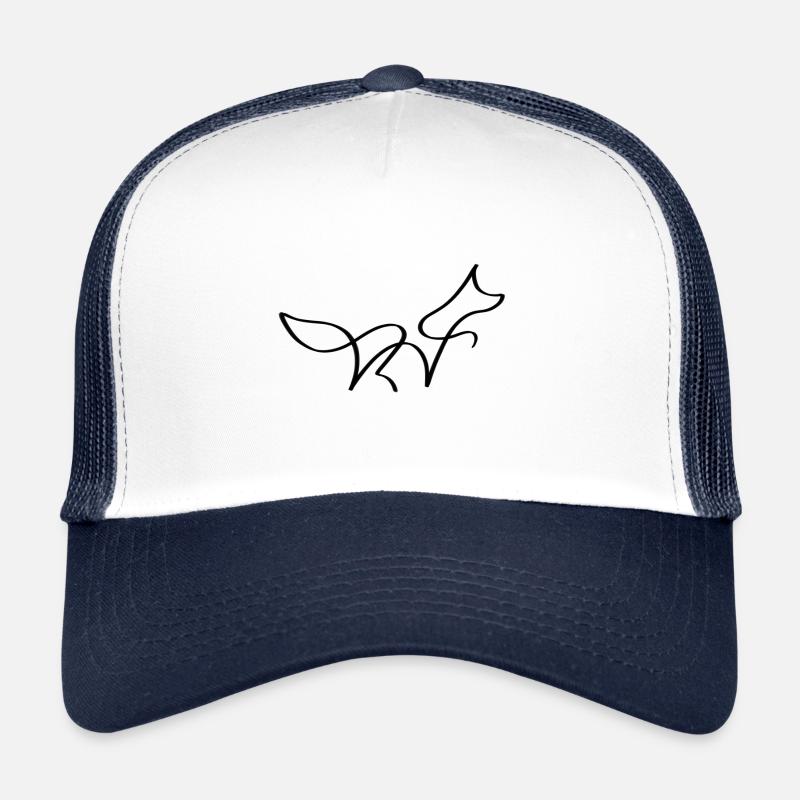 One Line Fuchs schwarz - Trucker Cap - Weiß/Navy