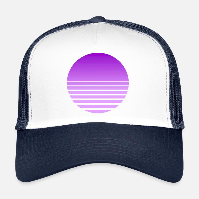 Outrun Retro Moon - Trucker Cap - white/navy