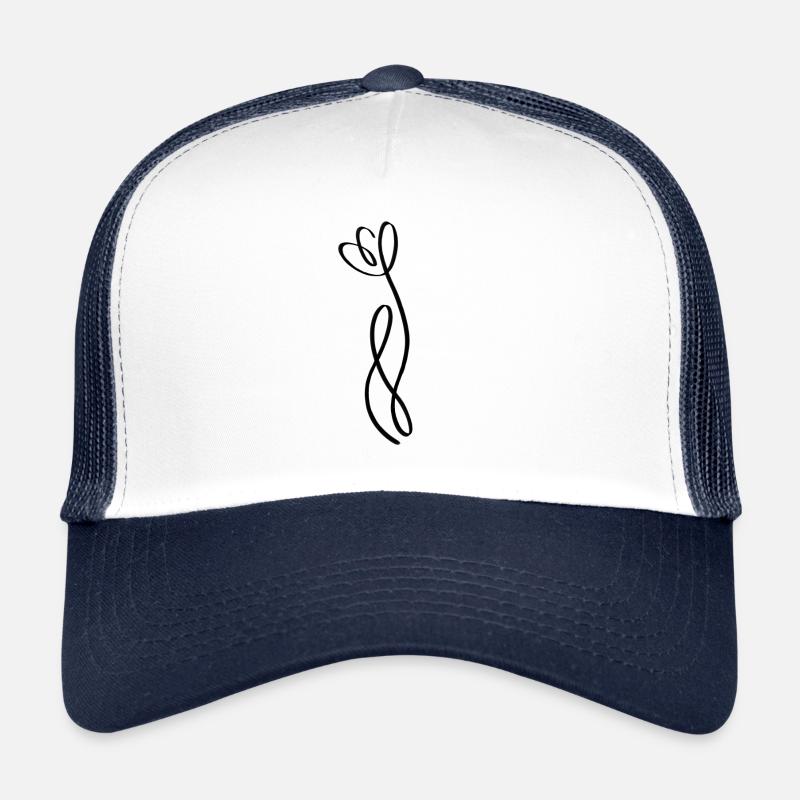 One Line Tulpe schwarz - Trucker Cap - Weiß/Navy