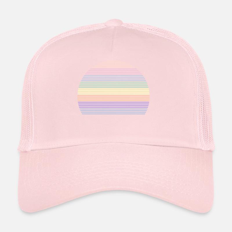 Forme de symbole de couleurs pastel arc-en-ciel rétro Casquette trucker 