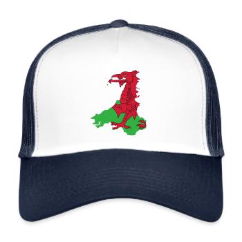 Carte du Pays de Galles avec drapeau à l'intérieur - Casquette trucker  - blanc/marine - Devant