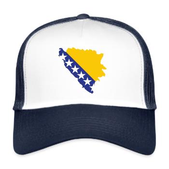Carte de Bosnie avec drapeau à l'intérieur - Casquette trucker  - blanc/marine - Devant