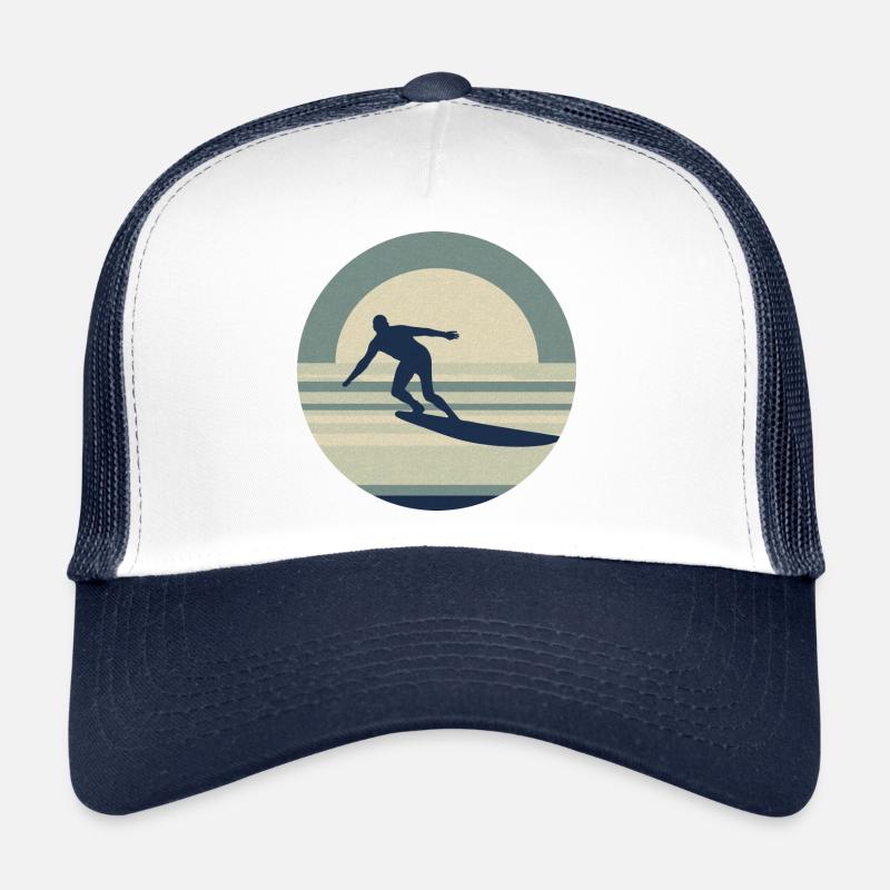 Surfeur cool - rétro - Casquette trucker  - blanc/marine